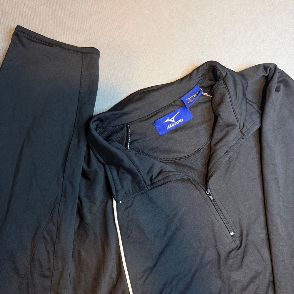 Mizuno Mens Large Black Quarter Zip Pullover Long‎ Sleeve Training Top RN 89730